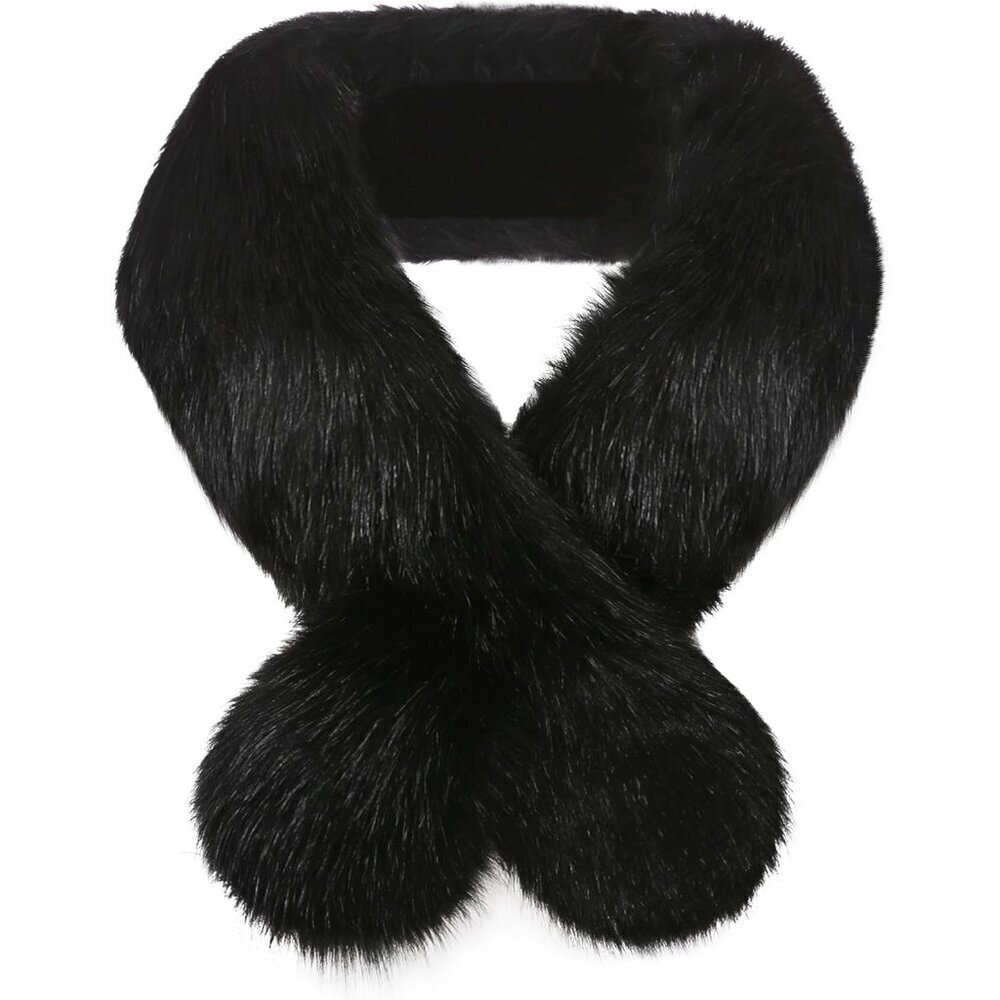 Faux Fur Collar Women's Neck Warmer Scarf Wrap Multiple Sizes Black